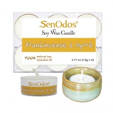 Tealight Set Frankincense & Myrrh Soy Candles + Candle Holder Set